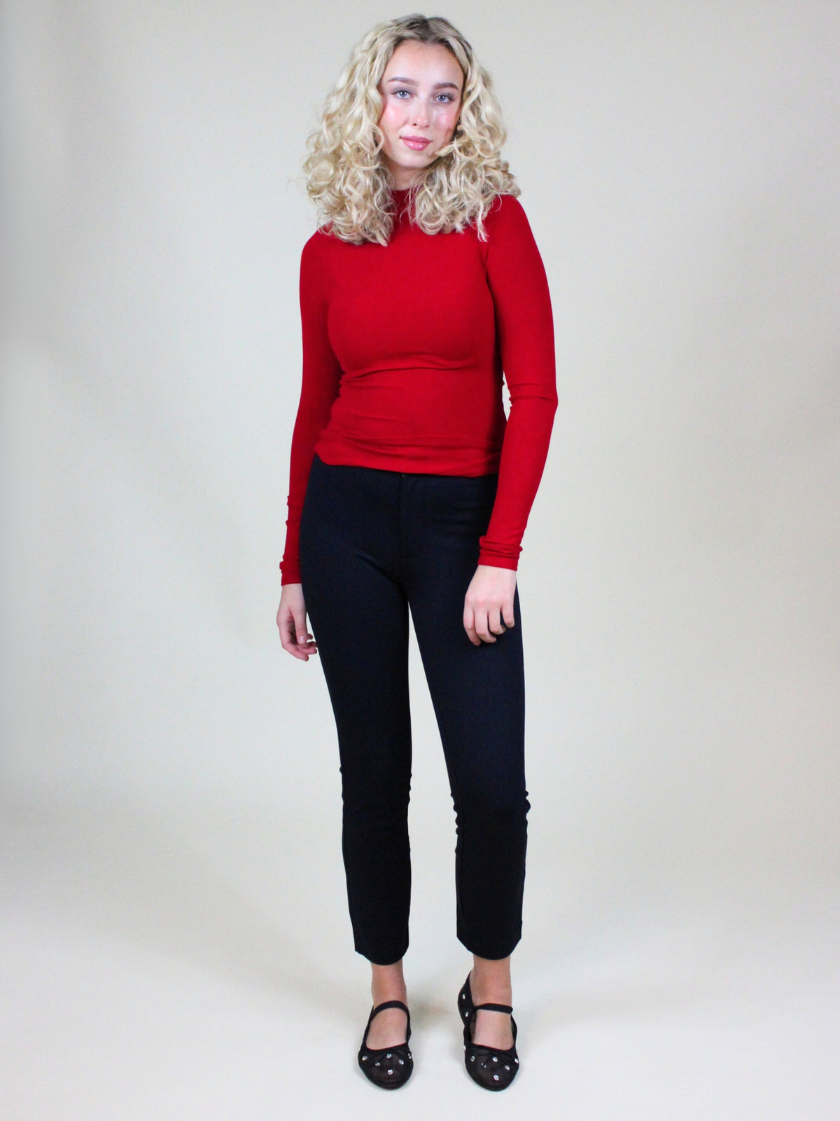 Free People Molly Slim Pant in black-front