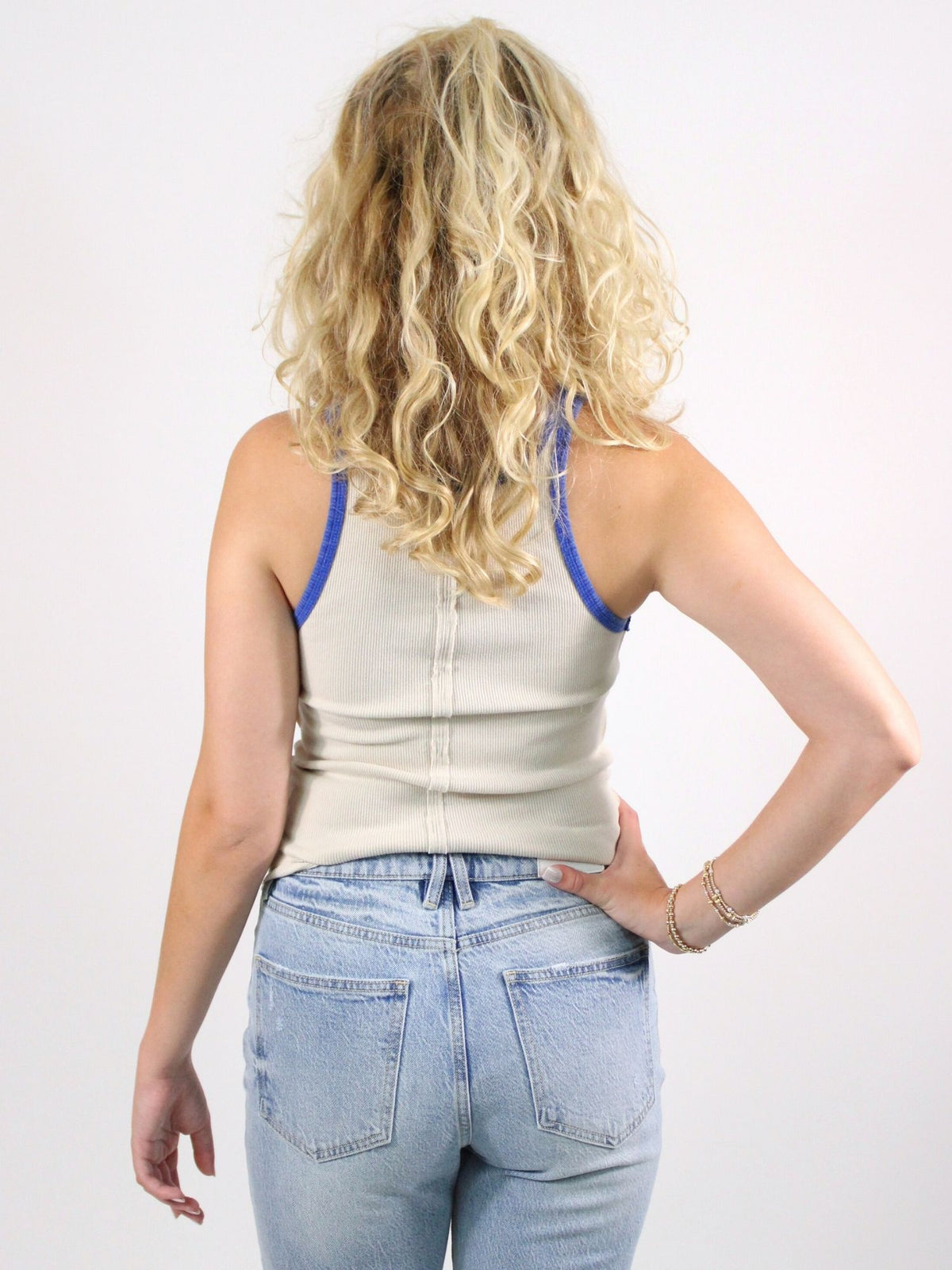 We The Free Only 1 Ringer Solid Ringer Tank Ivory Combo