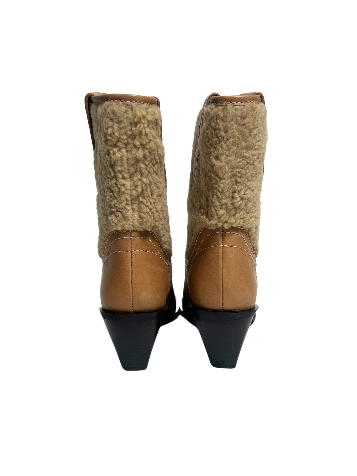 free people pitchfork point shearling boot almond butter back pair side