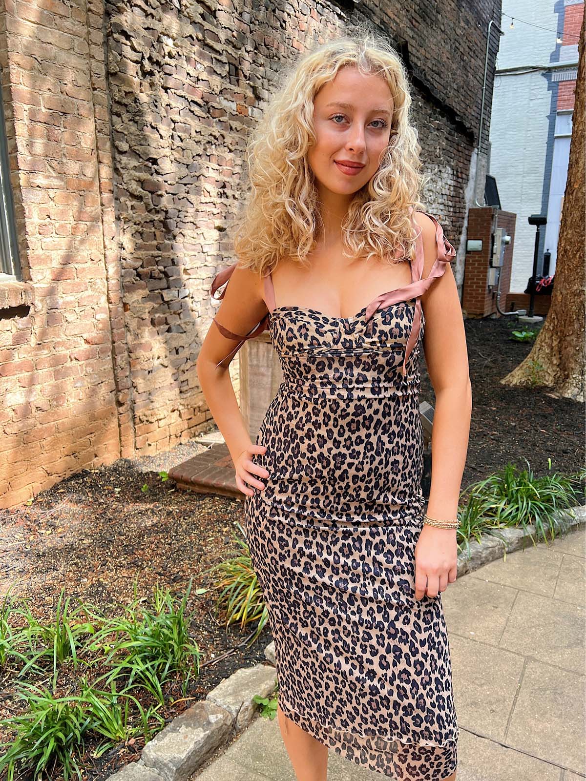 Free People Printed Got Glam Slip Dress Natural Cheetah Combo