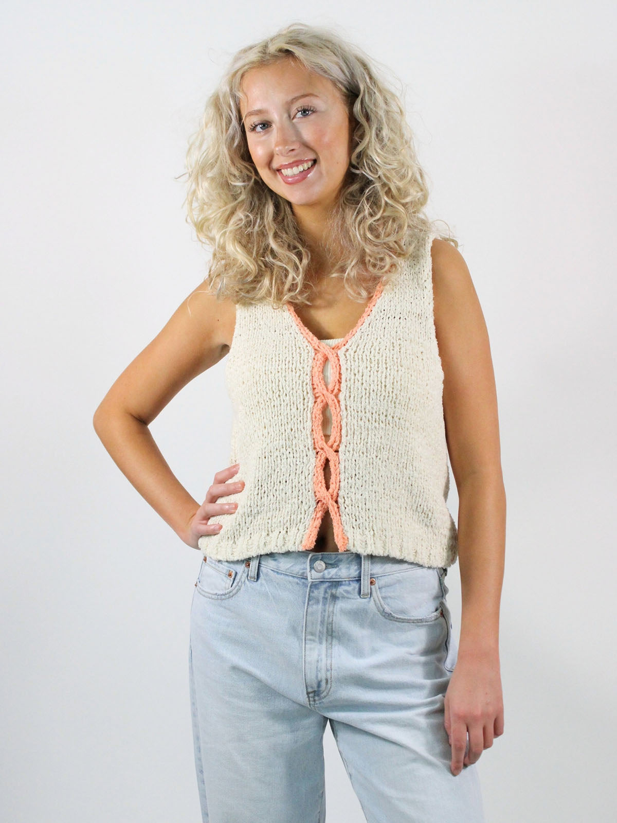 Free People Sicily Sweater Shell Tank Ivory Combo