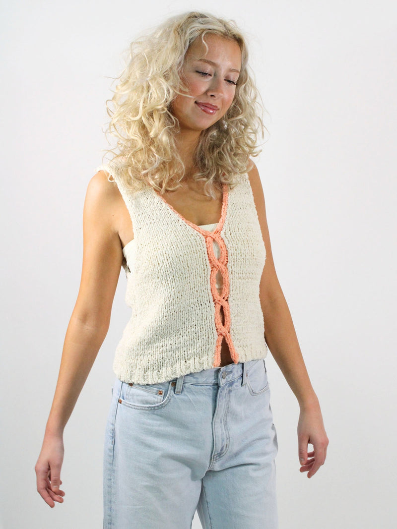 Free People Sicily Sweater Shell Tank Ivory Combo