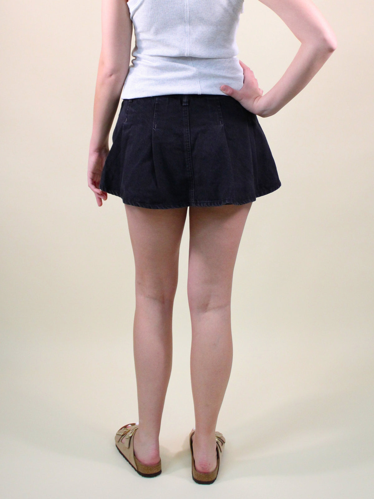 free people stephie denim skort in the city back view