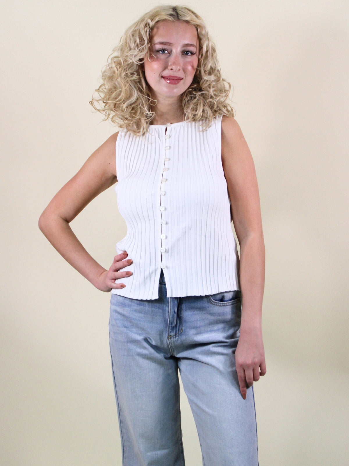 free people tilly vest ivory detail