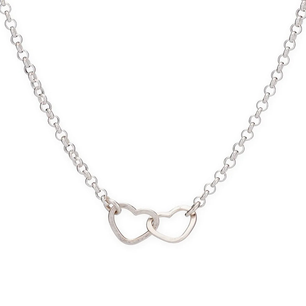 Freshie & Zero Sterling Silver Two Tiny Hearts Necklace 18"
