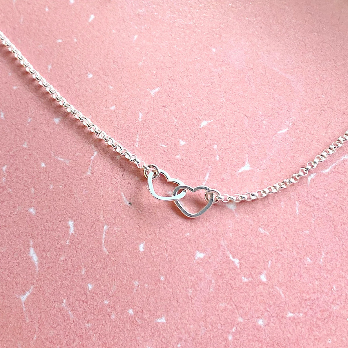 Freshie & Zero Sterling Silver Two Tiny Hearts Necklace 18"
