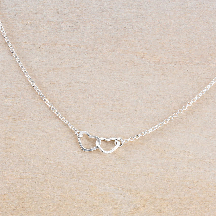 Freshie & Zero Sterling Silver Two Tiny Hearts Necklace 18"