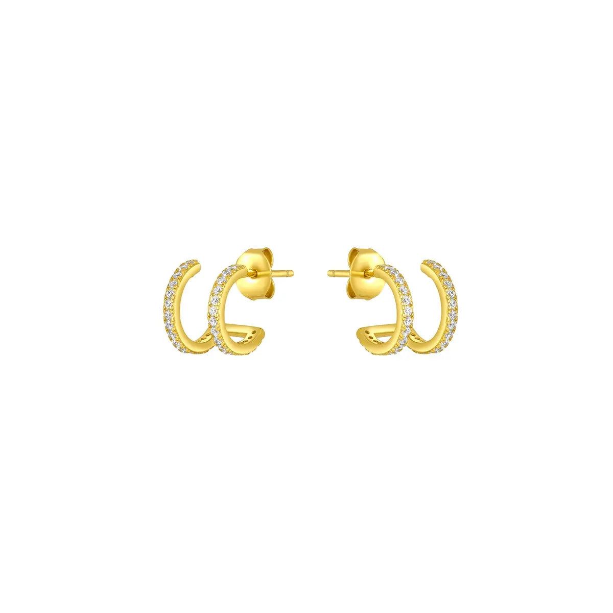 FYB Jewelry Delaney Huggie Hoop Cuff Earrings Gold-Plated Cubic Zirconia CZ