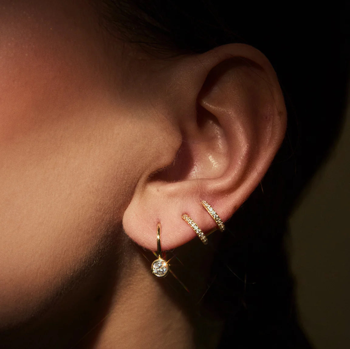 FYB Jewelry Delaney Huggie Hoop Cuff Earrings Gold-Plated Cubic Zirconia CZ