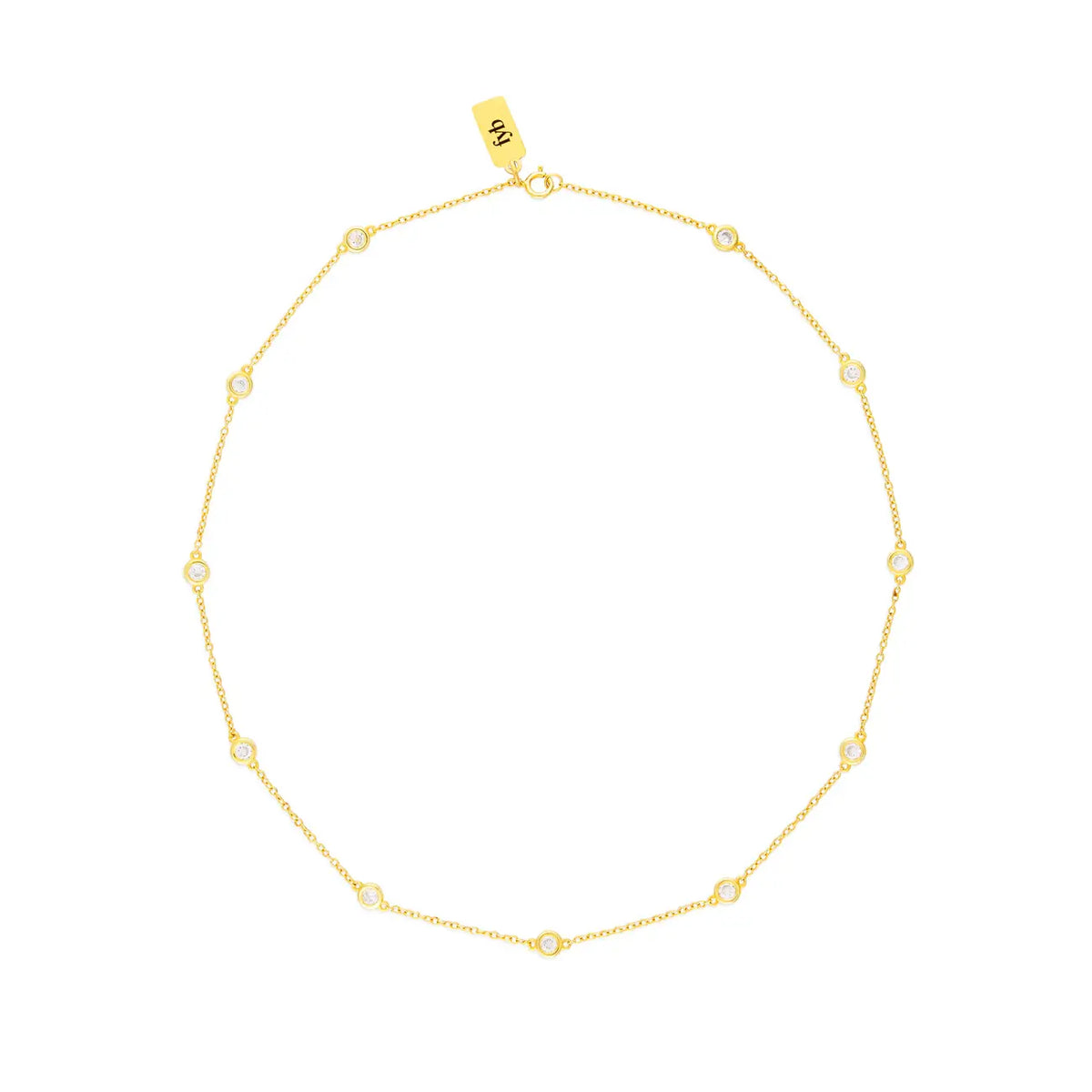 FYB Jewelry Rian Chain Necklace Cubic Zirconia 16" Gold-Plated