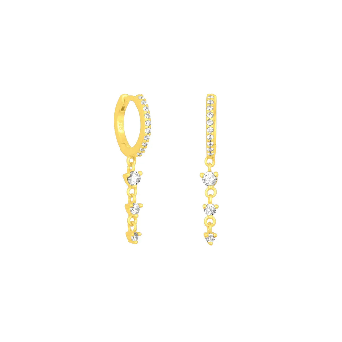 FYB Jewelry Sophia Huggie Hoop Earrings Gold-Plated Cubic Zirconia CZ