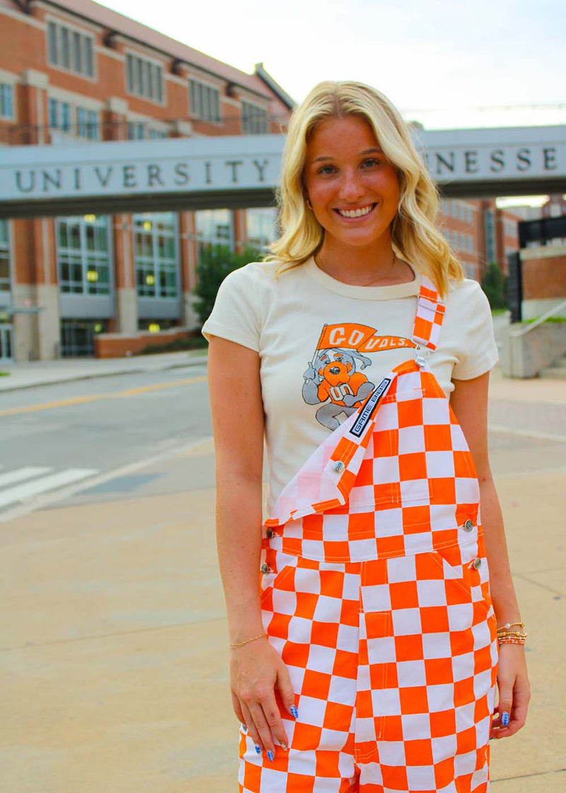 Game Bibs Tennessee Orange & White Checkerboard Game Day Bib Overalls