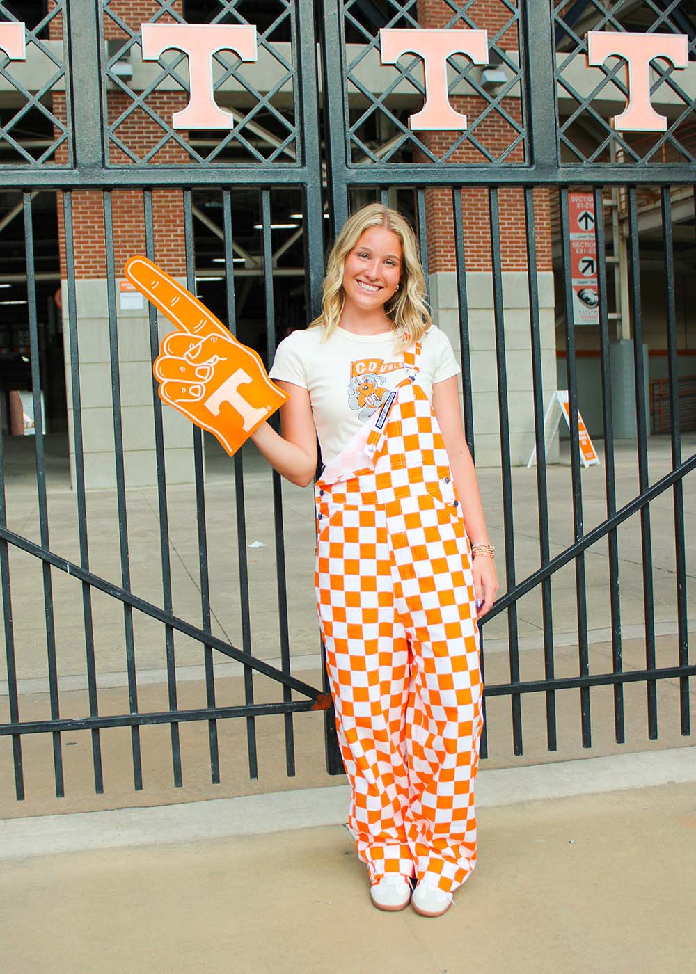Game Bibs Tennessee Orange & White Checkerboard Game Day Bib Overalls