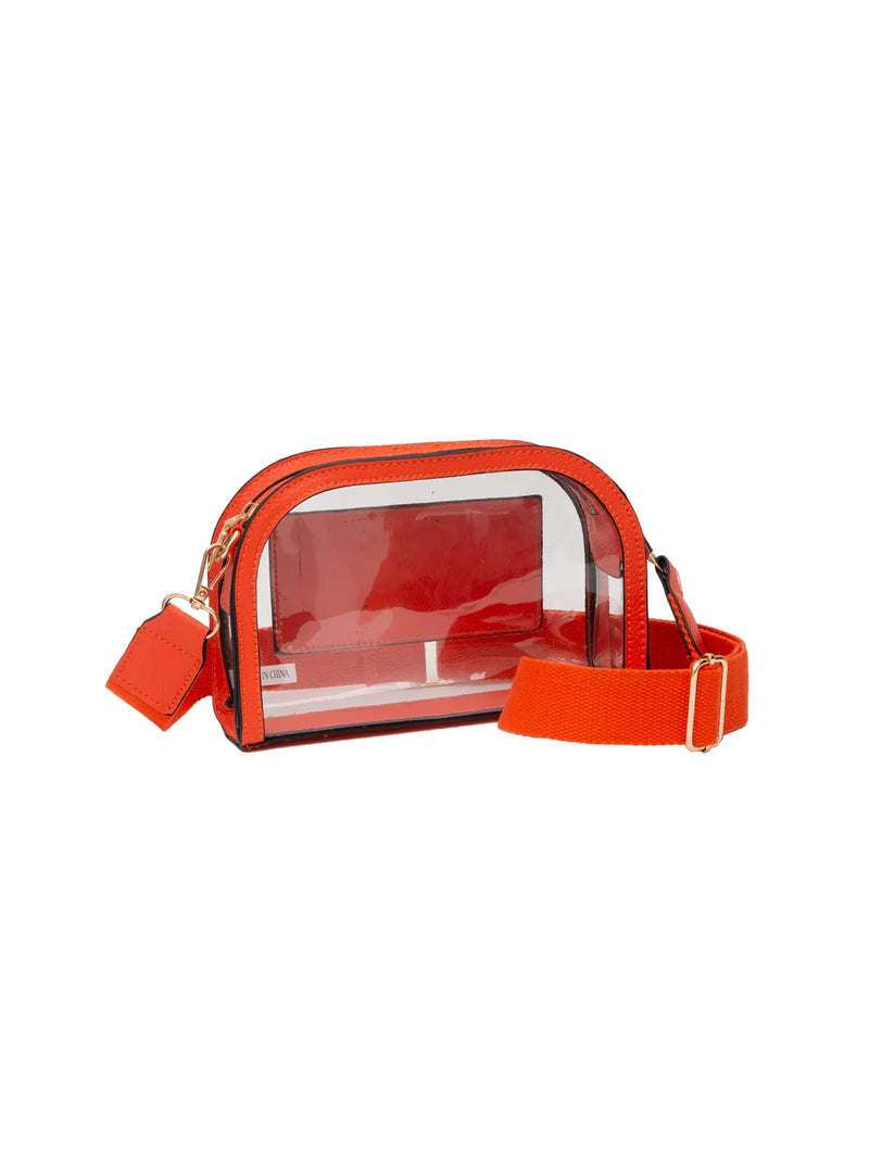 Clear Stadium Approved Dome Crossbody Bag Vols Gameday Bag Vegan Leather Orange
