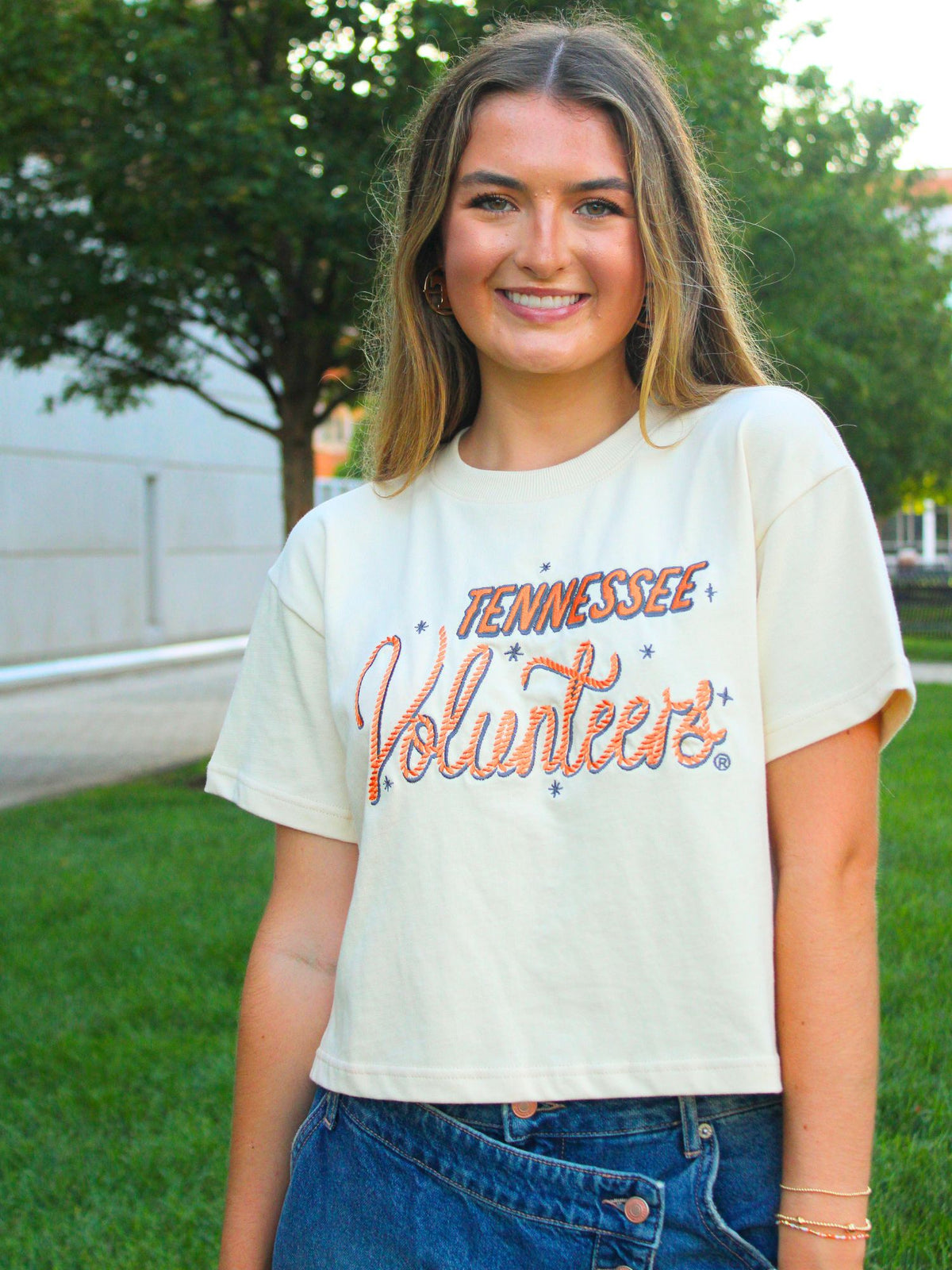gameday social tennessee lasso luxe crop tee