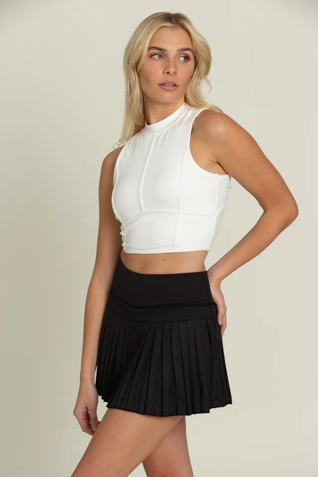 Gold Hinge 15" Pleated Tennis Skirt Black