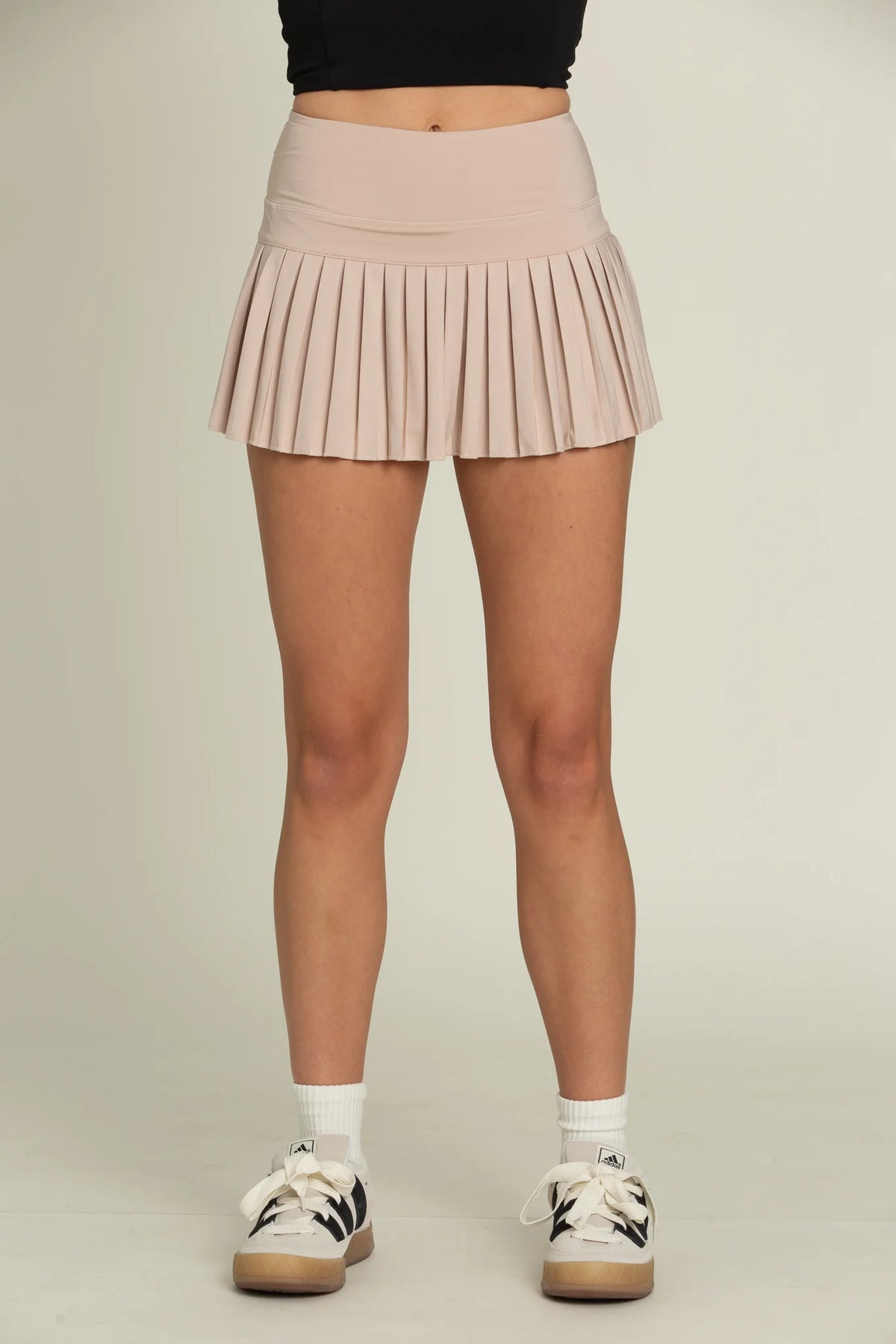Gold Hinge Pleated Tennis Skirt Baja Beige