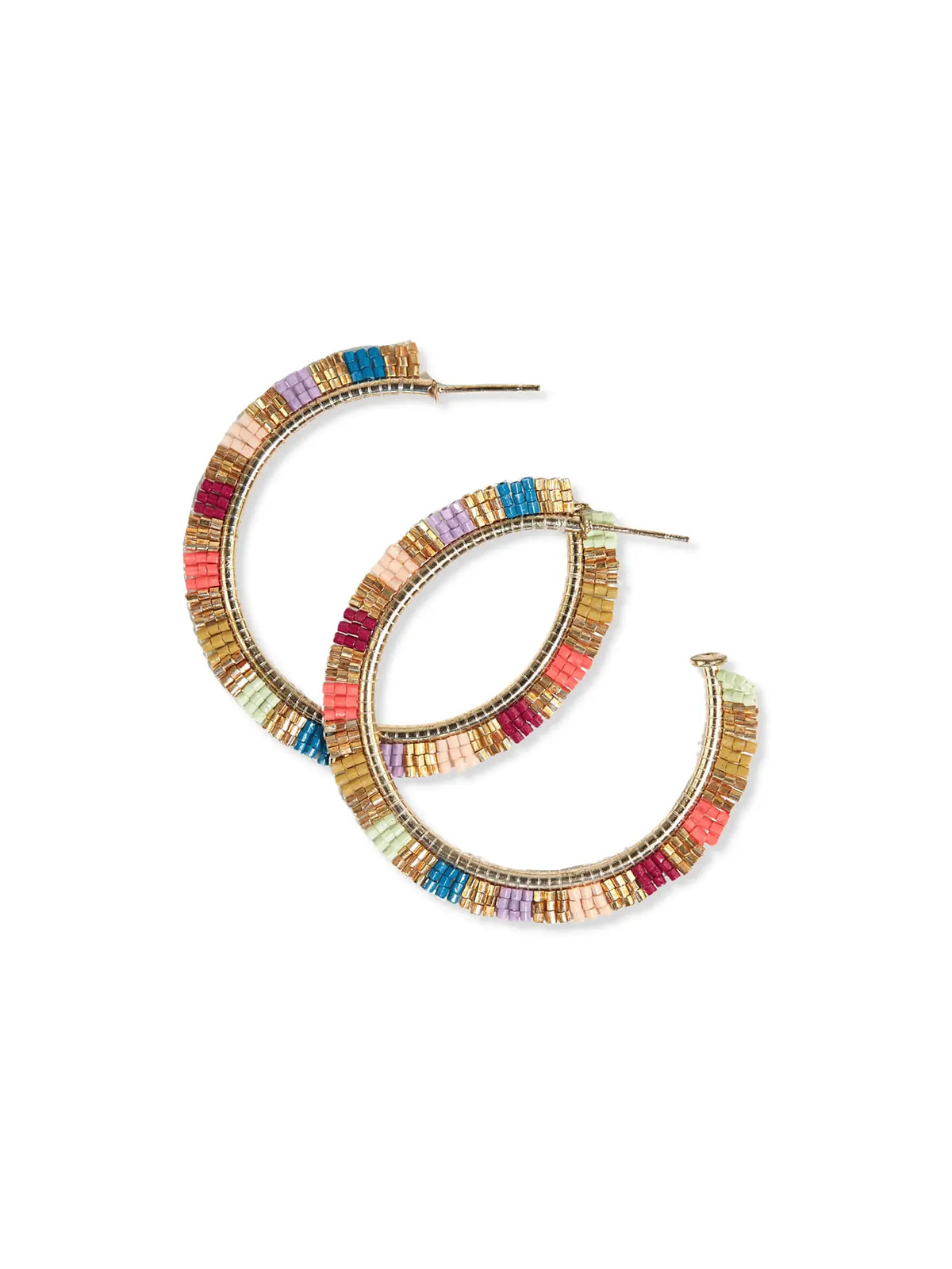 Nora Checkered Beaded Hoop Earrings