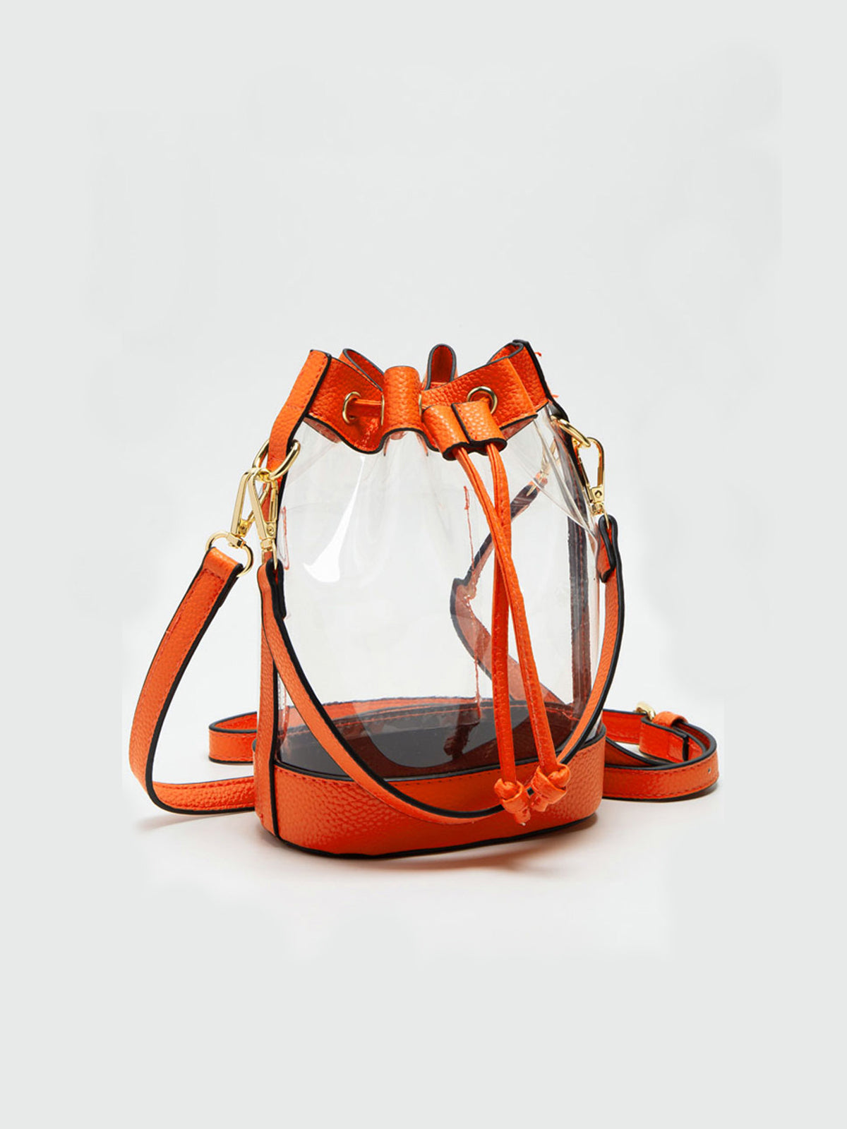 Clear Drawstring Stadium Approved Bucket Crossbody Bag Orange Vegan Leather Tennessee Vols Gameday