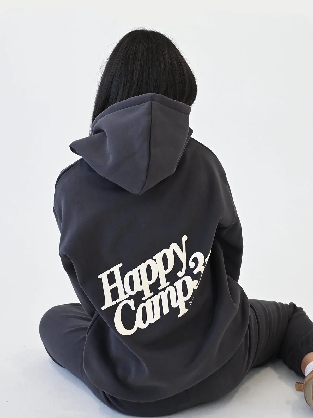 Happy Camp3 Puff Series Core Hoodie Sweatshirt Charcoal Grey