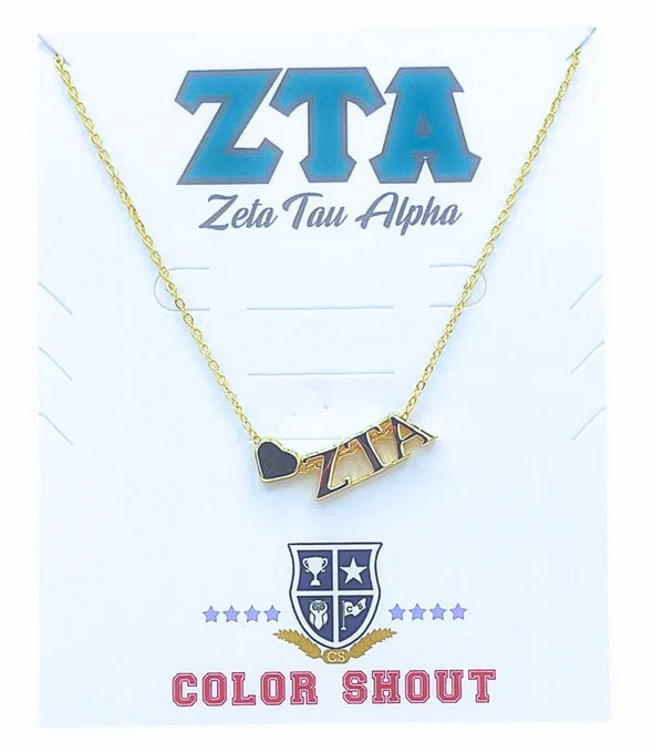 sorority gold heart necklace-zeta tau alpha