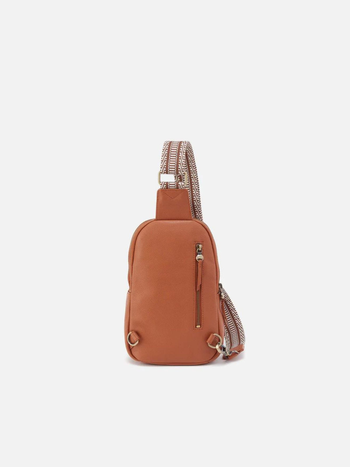 hobo cass pebbled leather sling bag in butterscotch-back