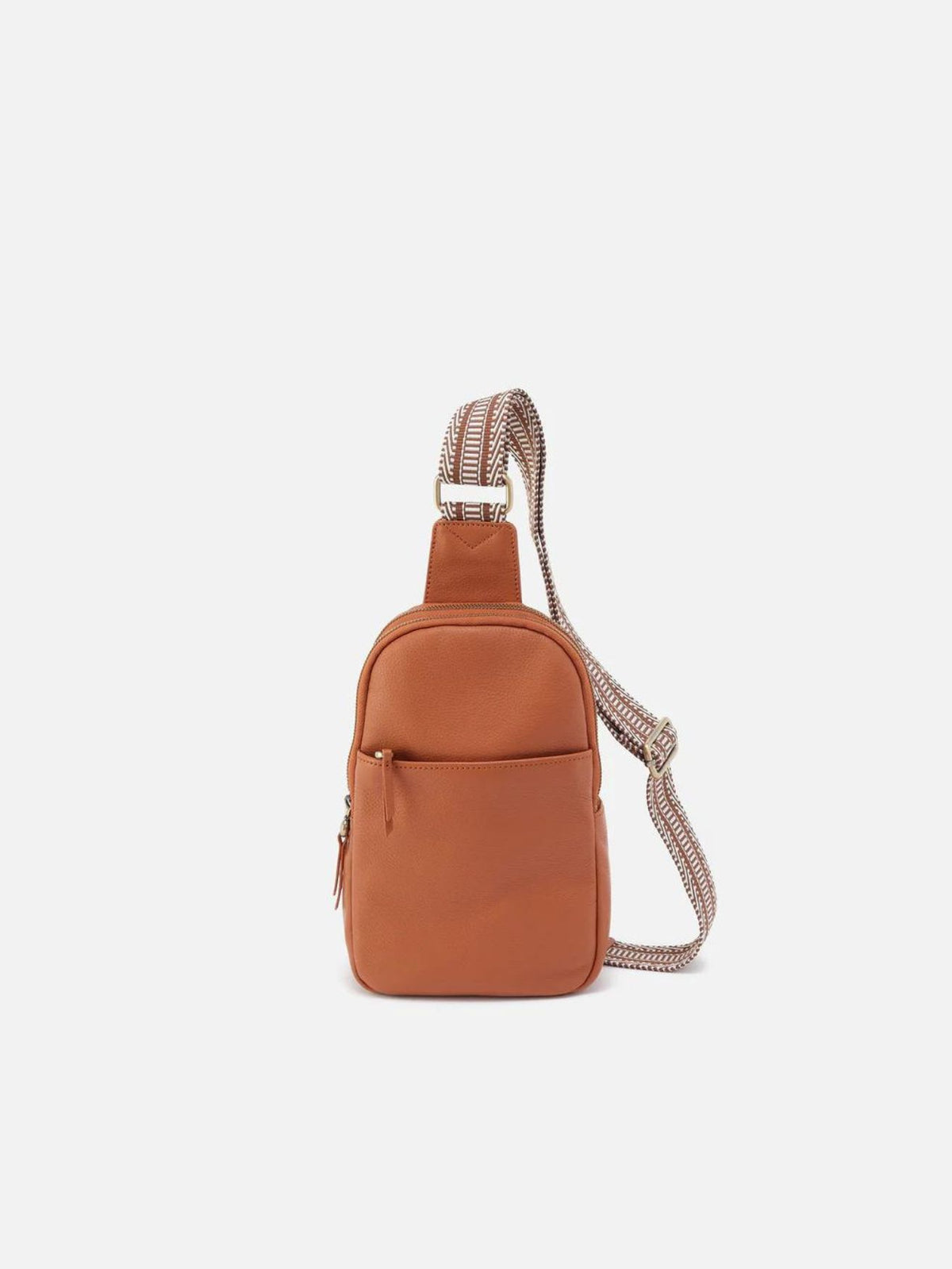 hobo cass pebbled leather sling bag in butterscotch-front