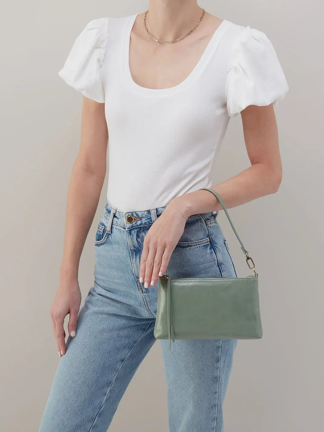 HOBO Darcy Polished Leather Crossbody Jade