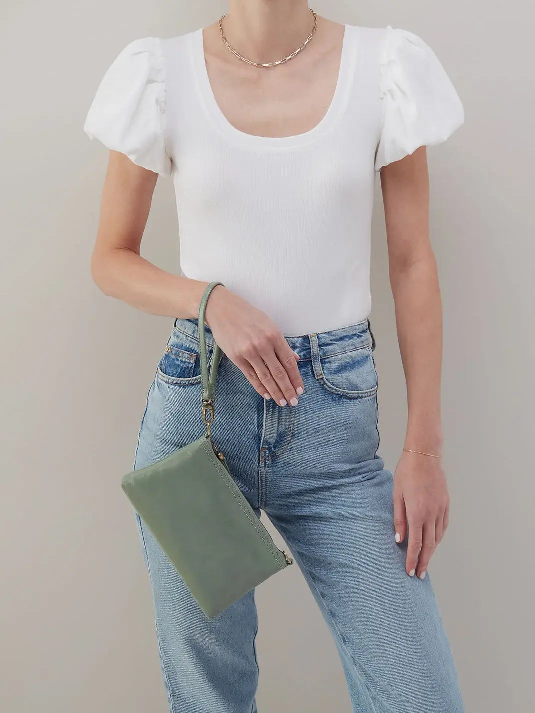 HOBO Darcy Polished Leather Crossbody Jade
