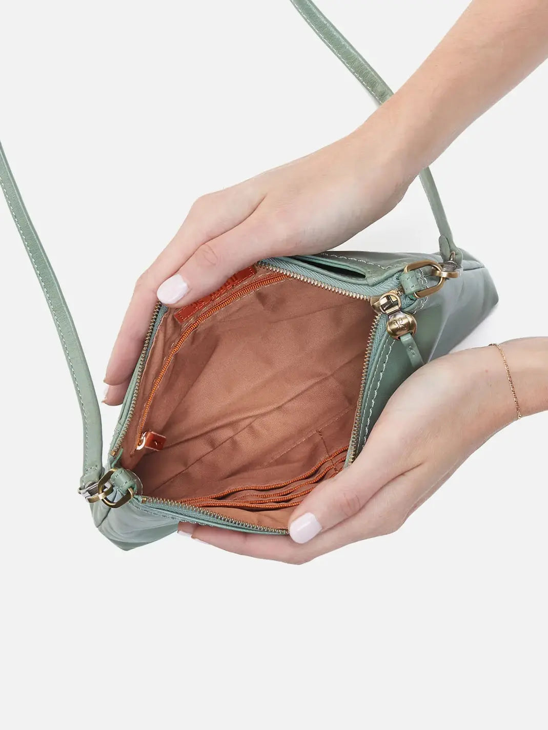 HOBO Darcy Polished Leather Crossbody Jade