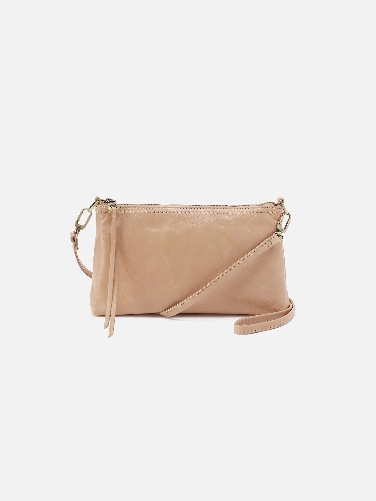 HOBO Darcy Polished Leather Crossbody Sand