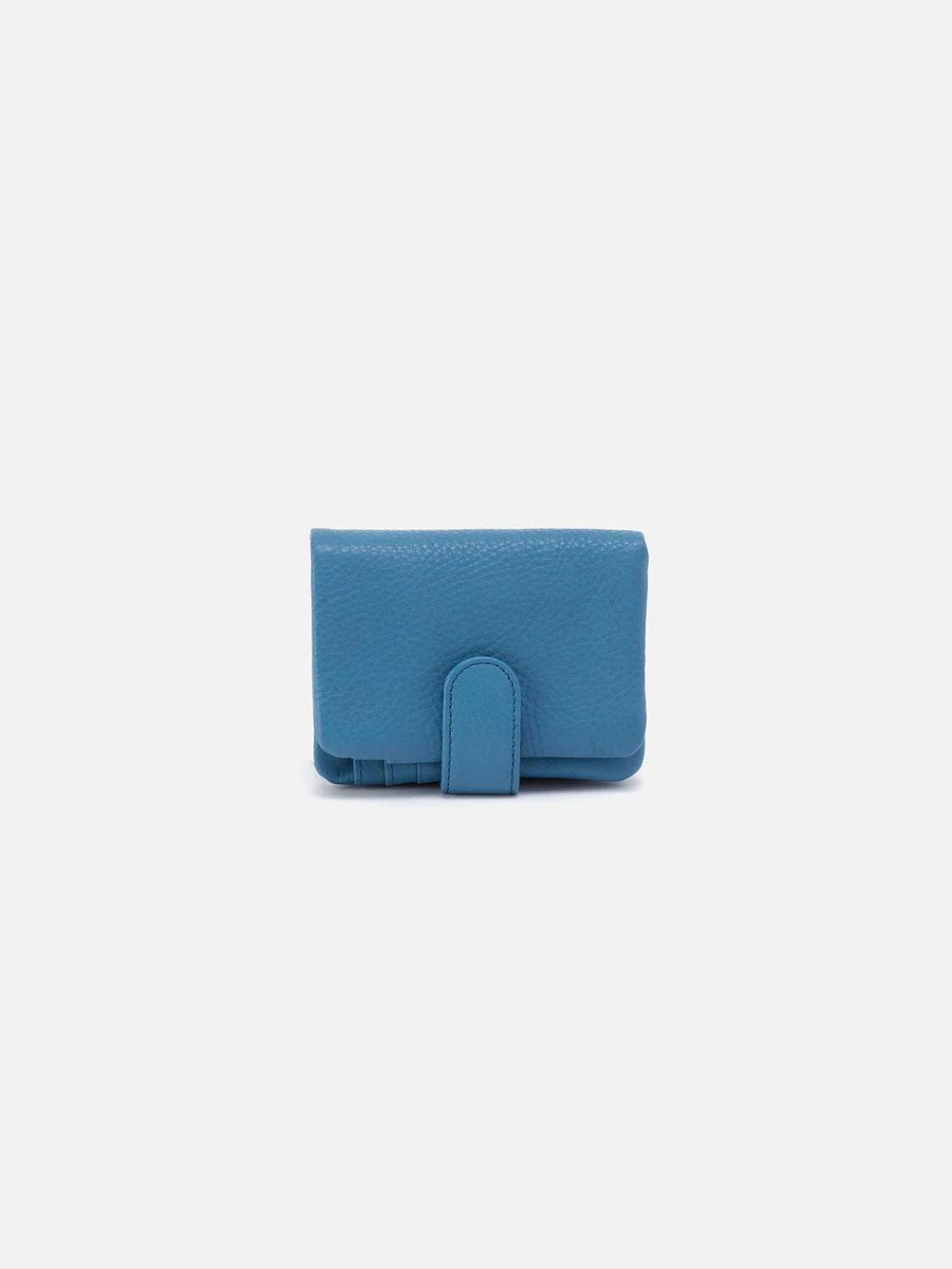hobo fern pebbled leather bifold wallet in dusty blue-back 