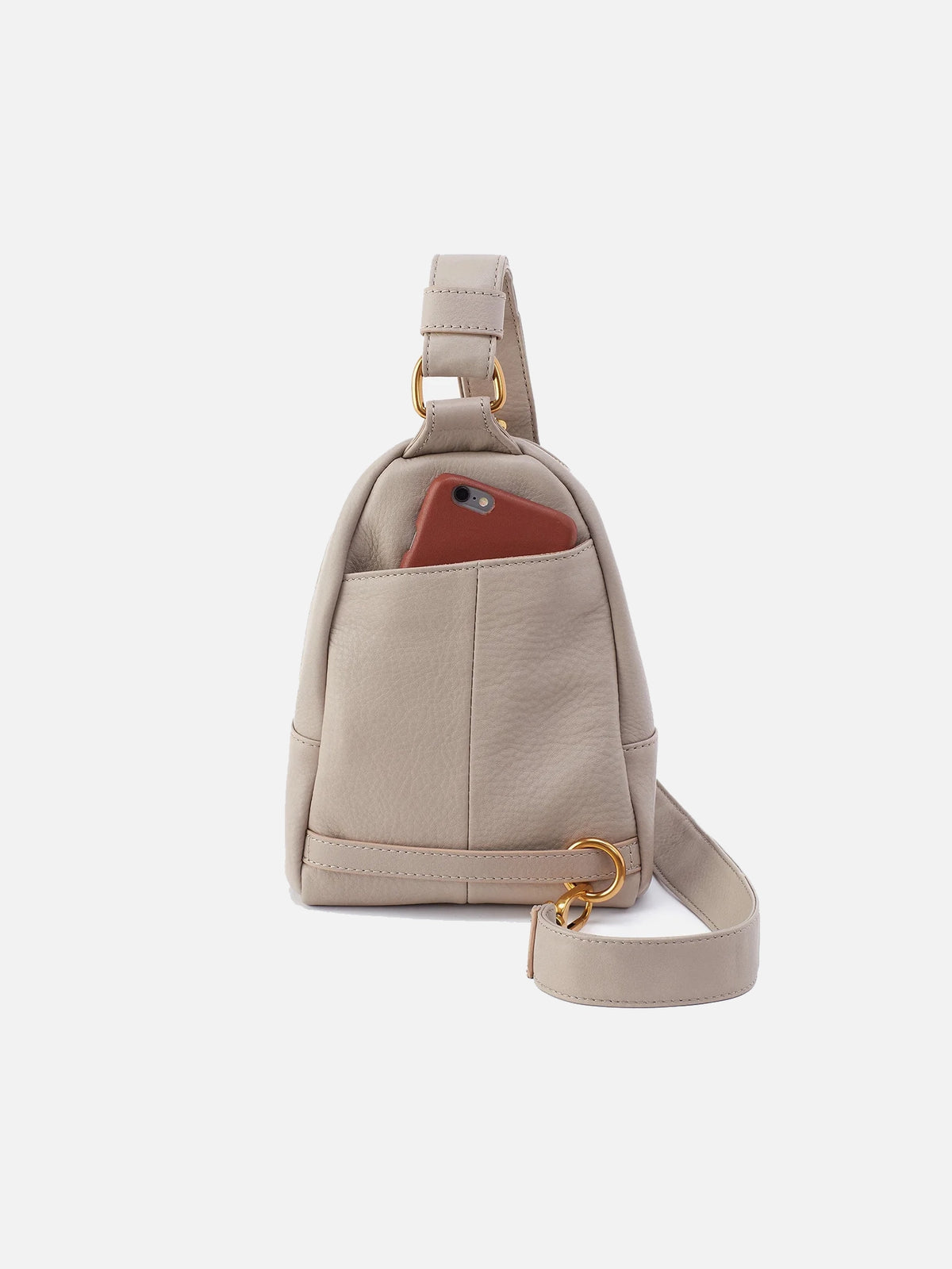 hobo fern sling bag in taupe pebbled leather