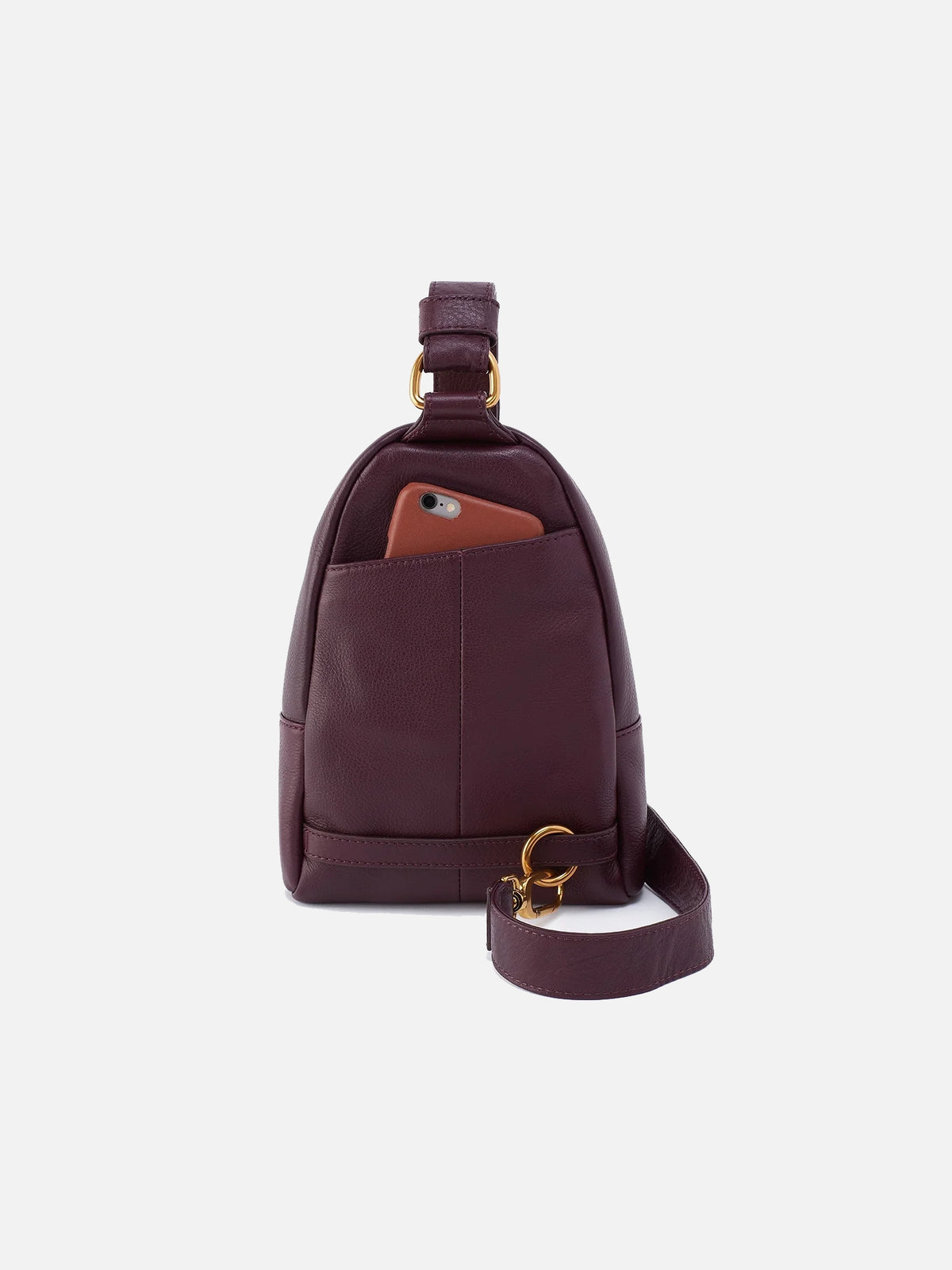 hobo fern sling bag in ruby wine pebbled leather