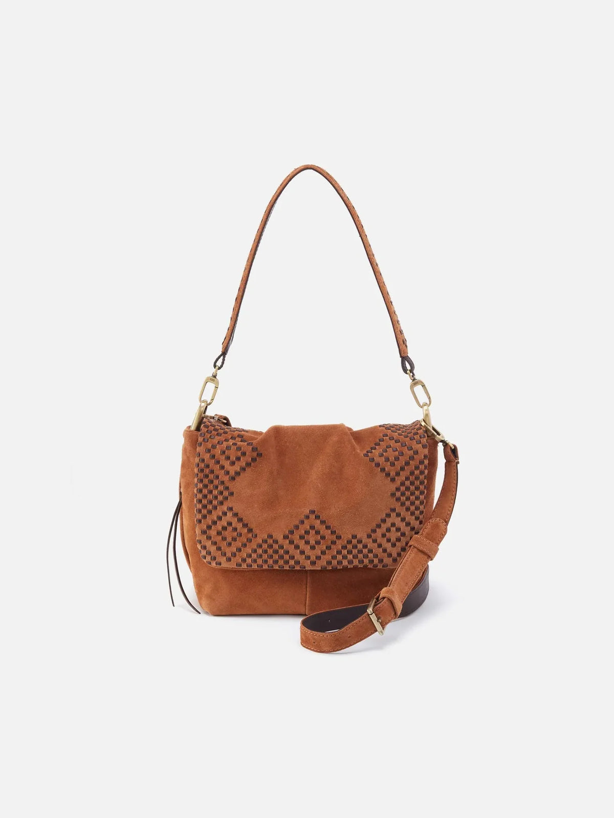 HOBO Harley Convertible Shoulder Bag Oak Barrel Suede Leather