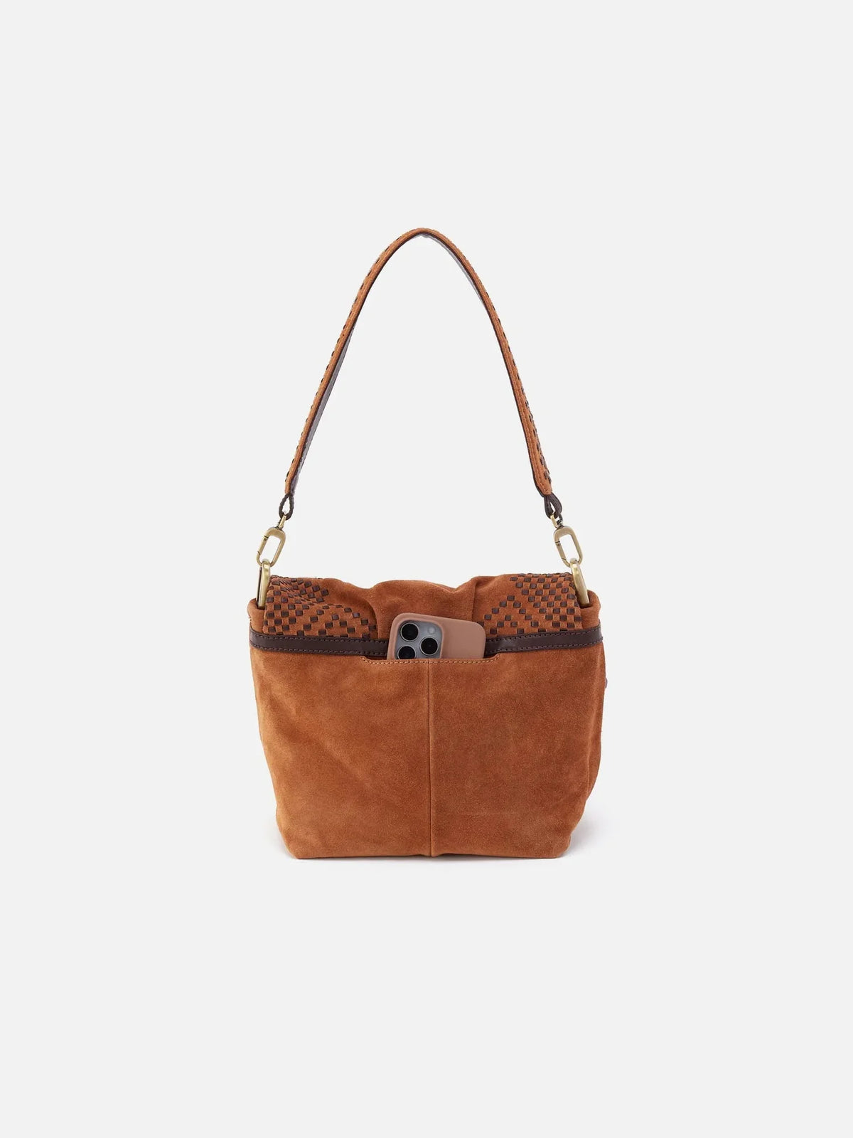 HOBO Harley Convertible Shoulder Bag Oak Barrel Suede Leather