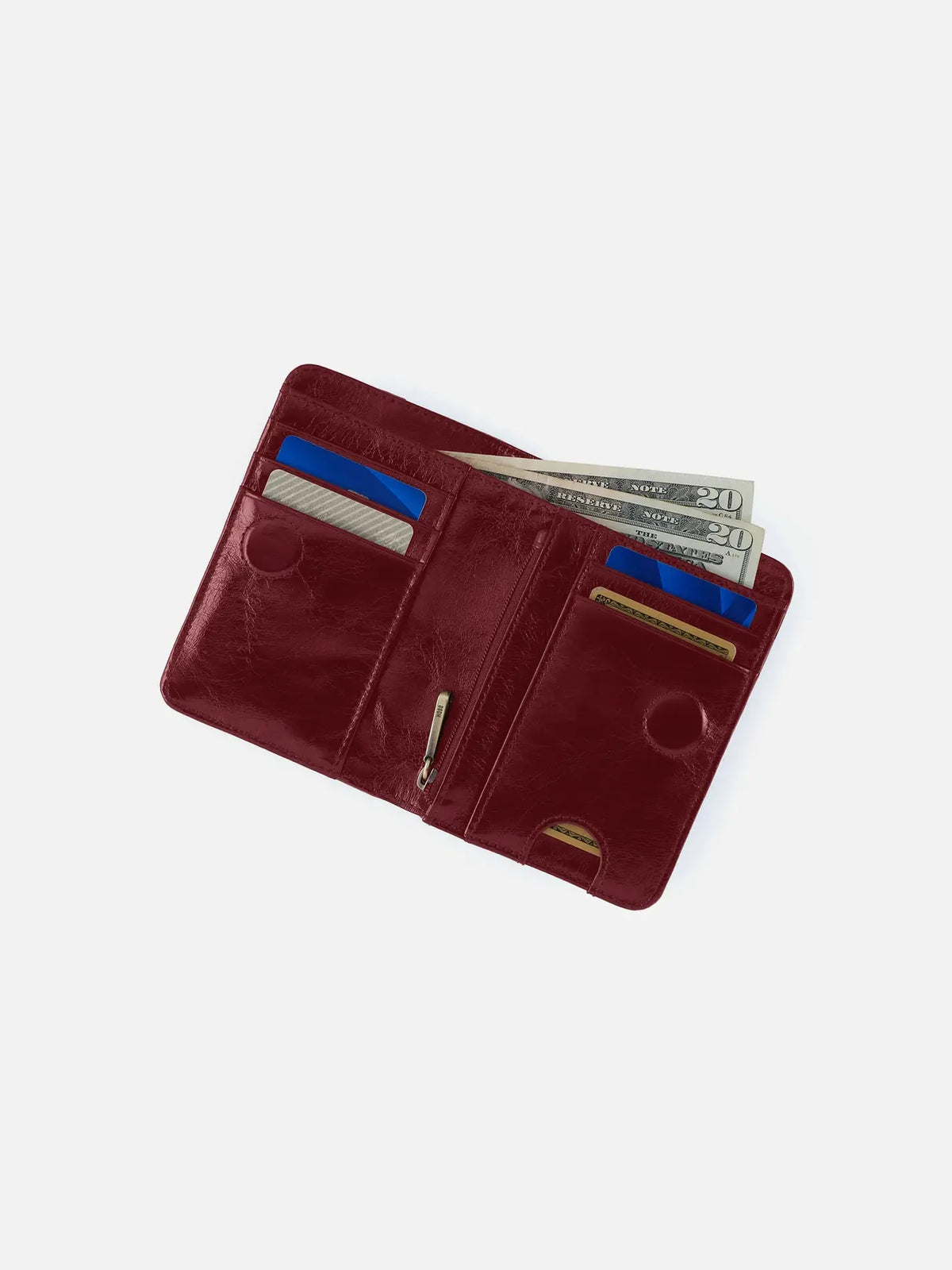 HOBO Jill Bifold Wallet Polished Leather Saddleberry