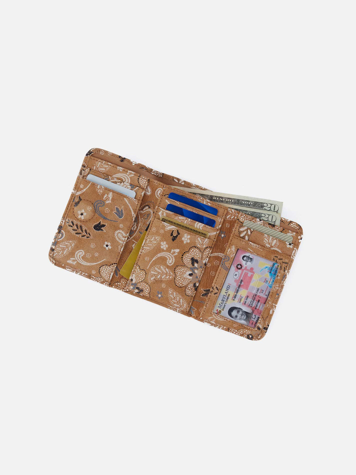 HOBO Jill Trifold Wallet Printed Leather Country Road Bloom