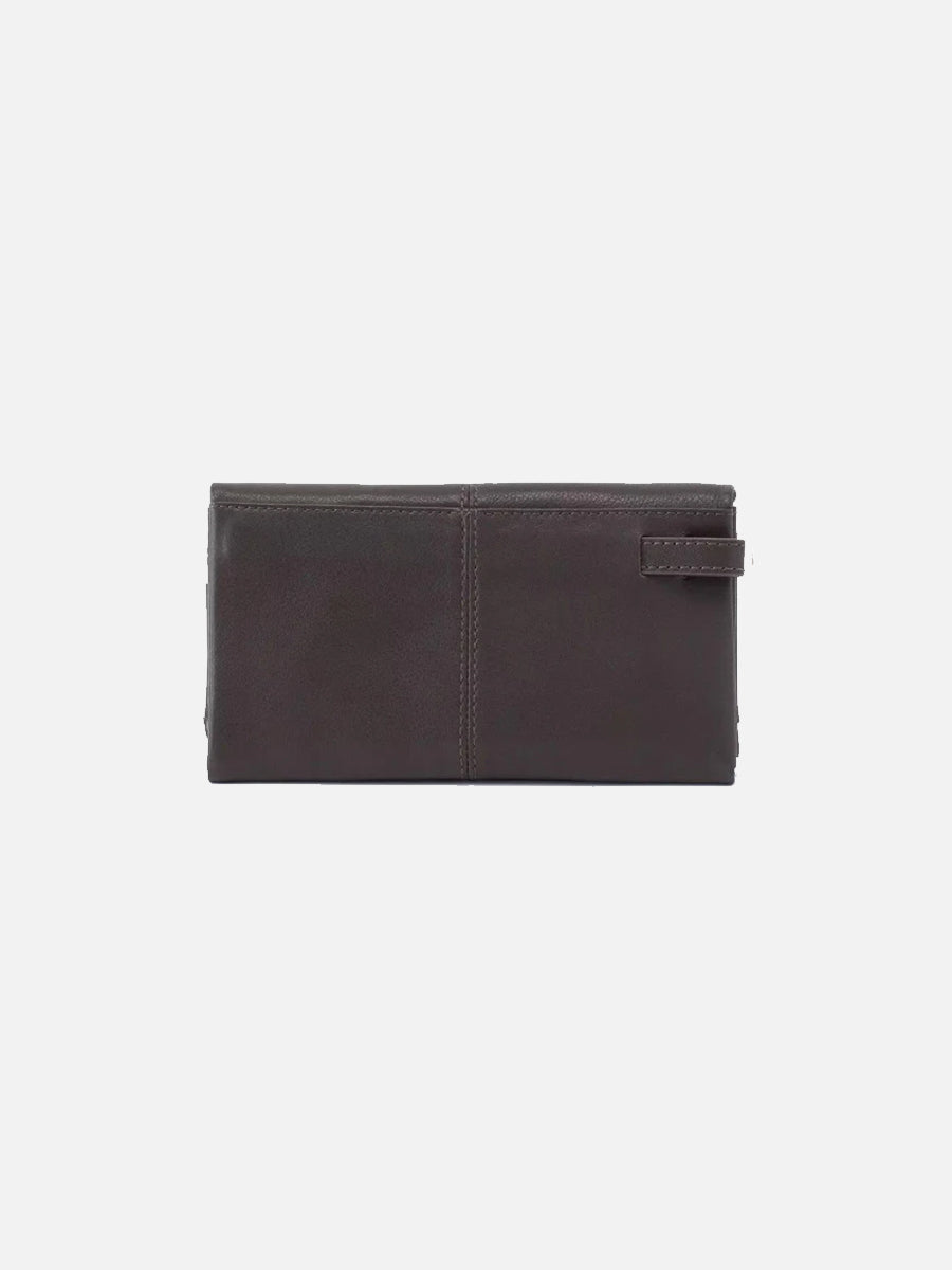 hobo keen continental wallet in slate grey velvet pebbled hide
