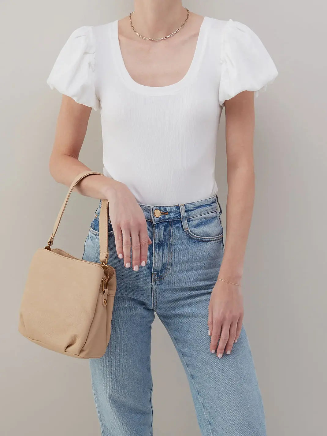 HOBO Starr Convertible Shoulder Bag Pebbled Leather Linen