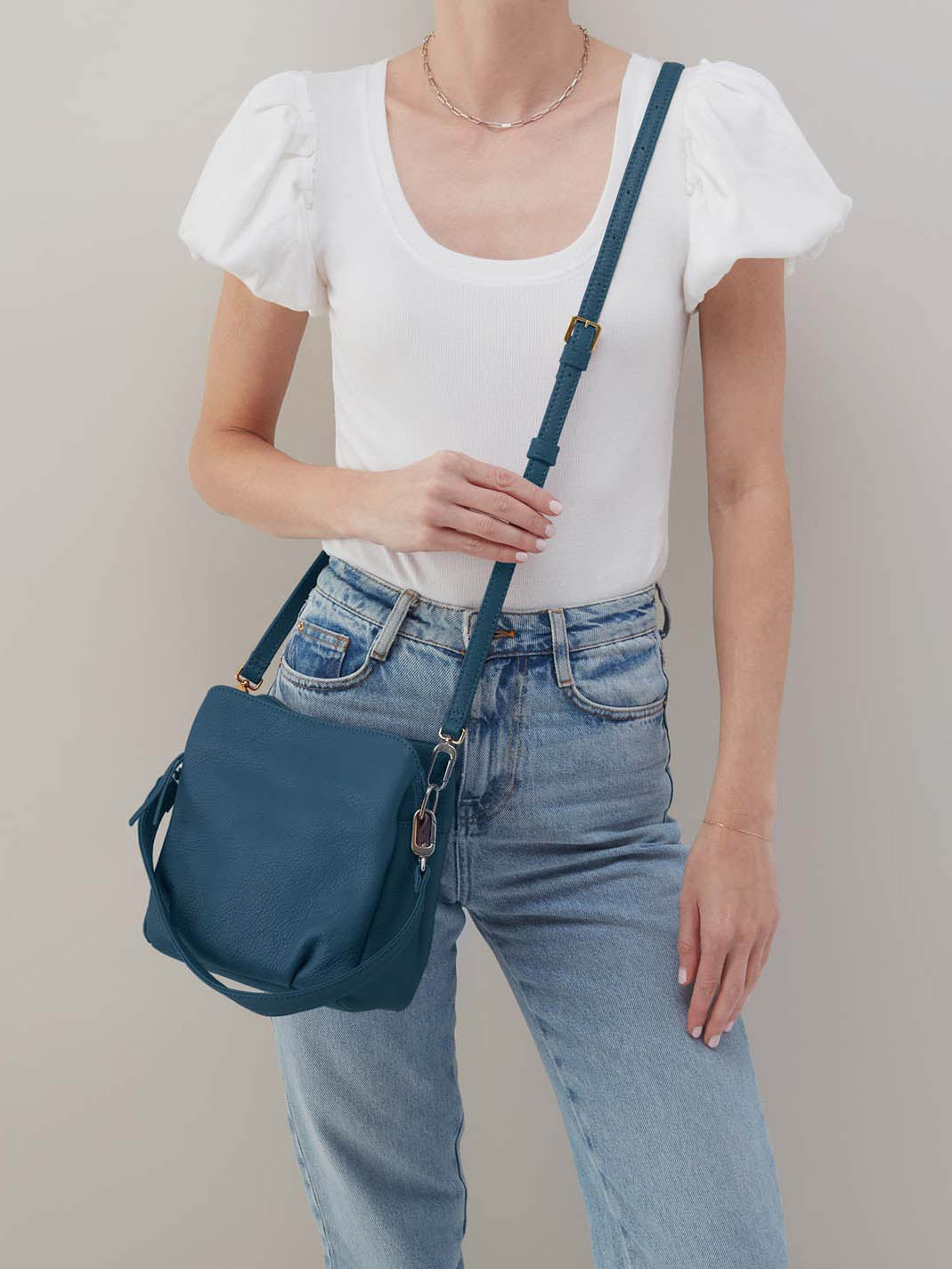 HOBO Starr Convertible Shoulder Bag Pebbled Leather Peacock Feather