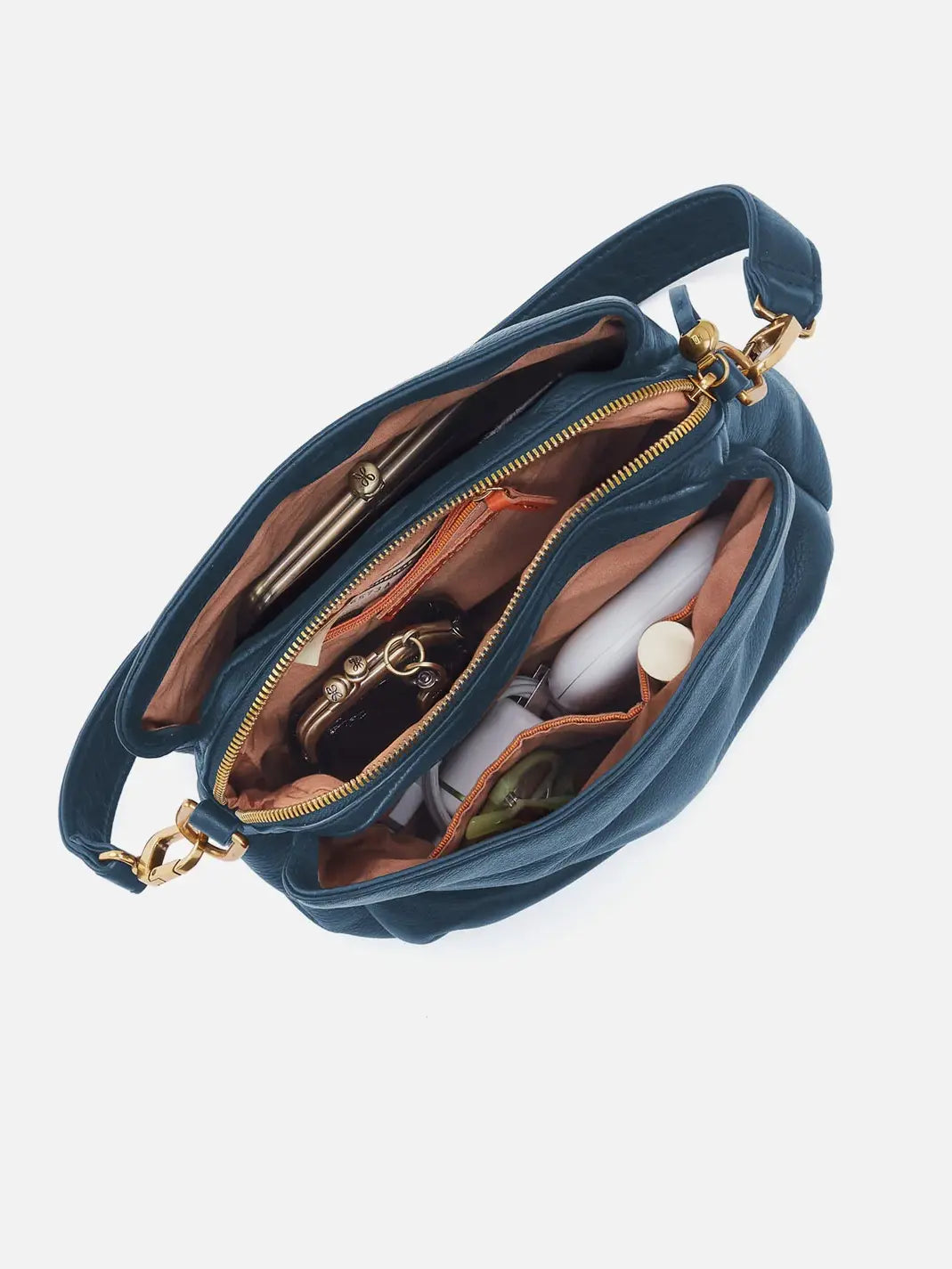 HOBO Starr Convertible Shoulder Bag Pebbled Leather Peacock Feather