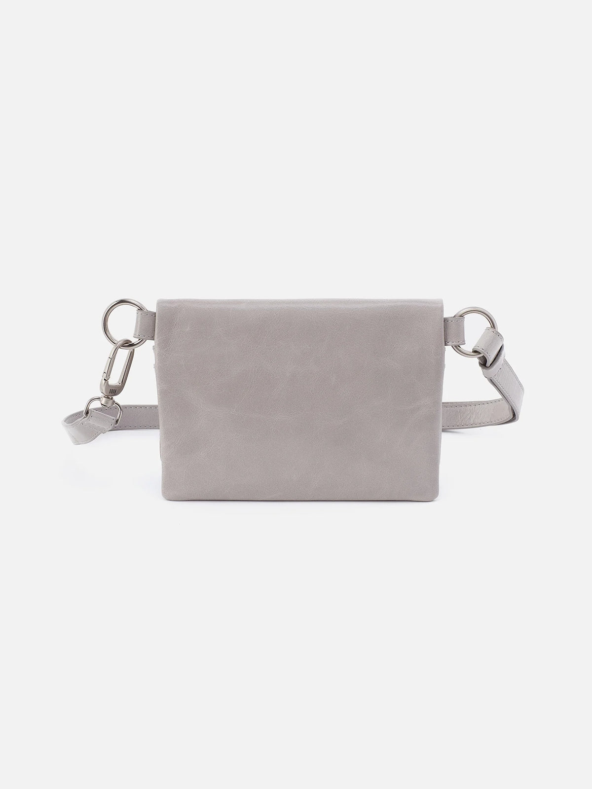 hobo winn belt bag in light grey polished leather