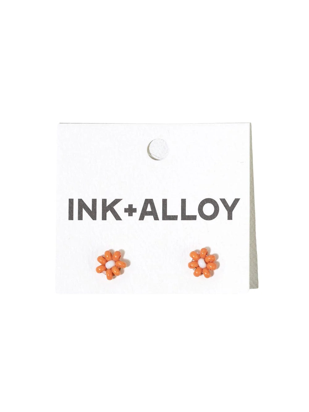 Ink & Alloy Gameday Flower Two Color Beaded Post Earrings Orange & White
