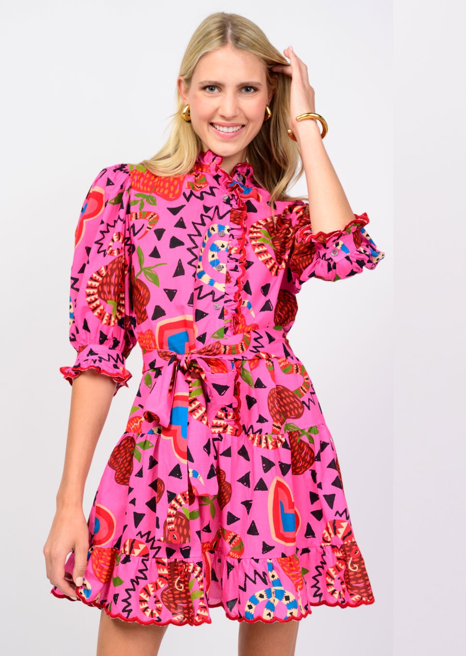 Ivy Jane Charming Snakes Dress HOTPINK / S Ivy Jane Charming Snakes Dress HOTPINK / S