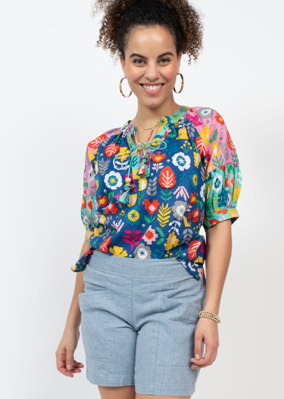 ivy jane folklore patch top in multi-front
