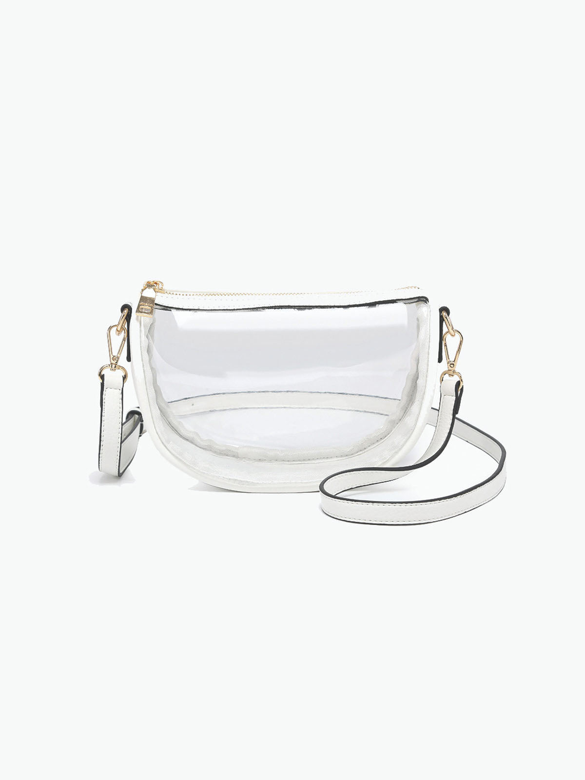 Jen & Co Peyton Clear Banana Crossbody Bag Off-White Vegan Leather Stadium Approved