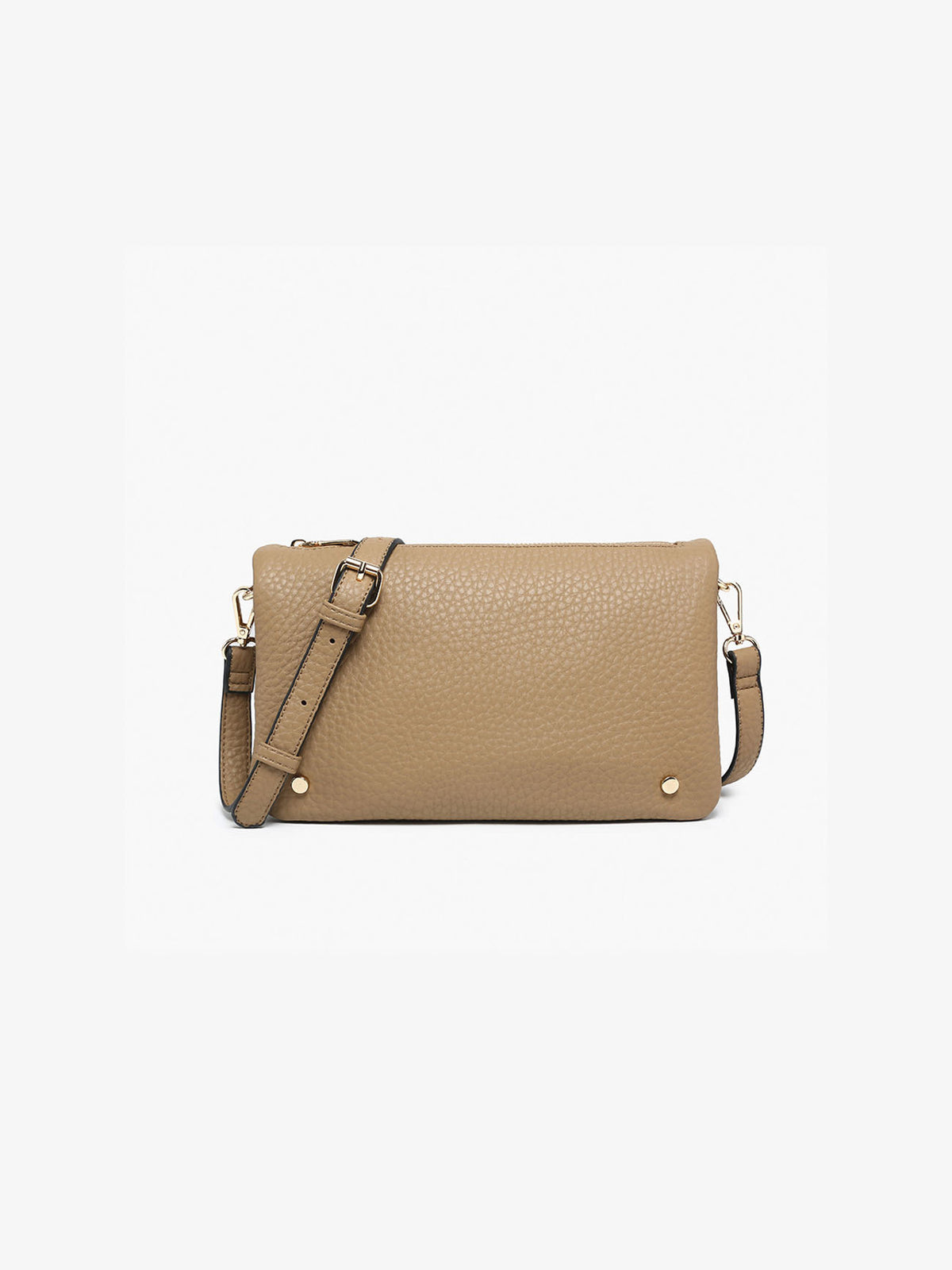 Jen & Co Phiona Vegan Leather Studded Crossbody Taupe