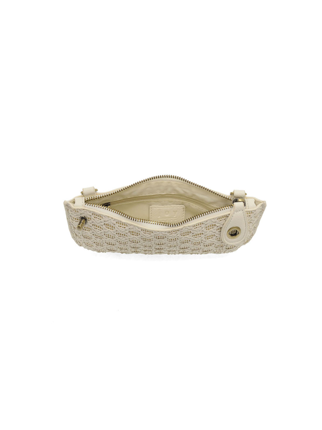 Joy Susan Lattice Woven Mini Crossbody Wristlet Clutch Cream White Vegan Leather