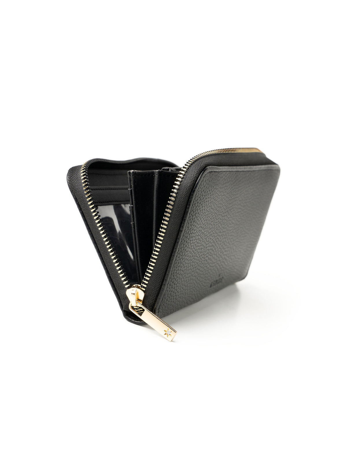 kedzie eclipse zip-around clutch wallet in black